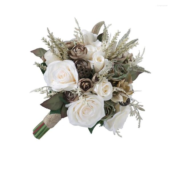 Fleurs décoratives Bouquet de mariée - Durabilité durable pour la journée spéciale Elegant Wedding Supplies Decoration d'entretien à faible entretien