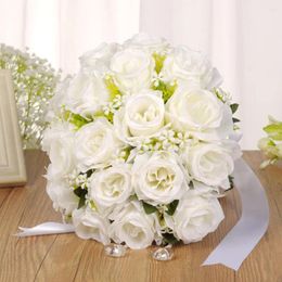 Fleurs décoratives Brideal Bridesmaid Wedding Bouquet Roses Artificial Bride Mariage Accessoires Saint-Valentin