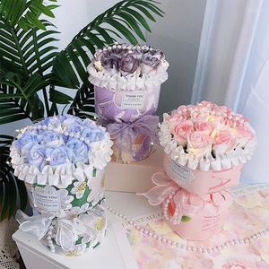 Fleurs décoratives Brideal Bridesmaid Wedding Flower Bouquet Artificial Roses tenant des bouquets de mariage pour le cadeau de la Saint-Valentin