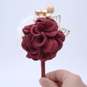 Flores decorativas broche nupcial ramillete dama de honor muñeca rosas artificiales flor boda baile fiesta decoración accesorios suministros