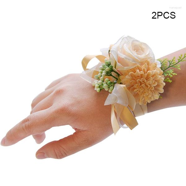 Flores decorativas Flor de novia Diseño exquisito Corsage Girl de dama de honor Muñ para