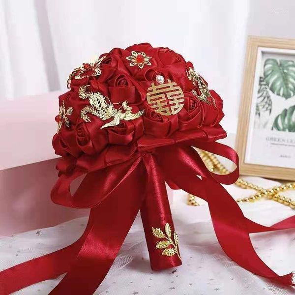 Flores Decorativas Novia Sosteniendo Accesorios De Pografía De Boda China Simulación De Rosas Rojas