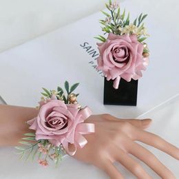 Flores decorativas novios corsage flor de muñeca boda baile