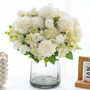 Fleurs décoratives Chrysanthemum rose fleur artificielle pour la couronne de Noël Mariage Bouquet Bouquet Home Prochs