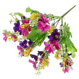 Fleurs décoratives Bouquet de bouquet de fleurs artificielles Cineraria pour décoration de fête à domicile / bureau (violet)