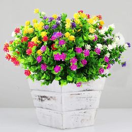 Paquetes de flores decorativas, decoración de plantas artificiales para exteriores, plástico resistente a los rayos UV para decoración exterior del hogar