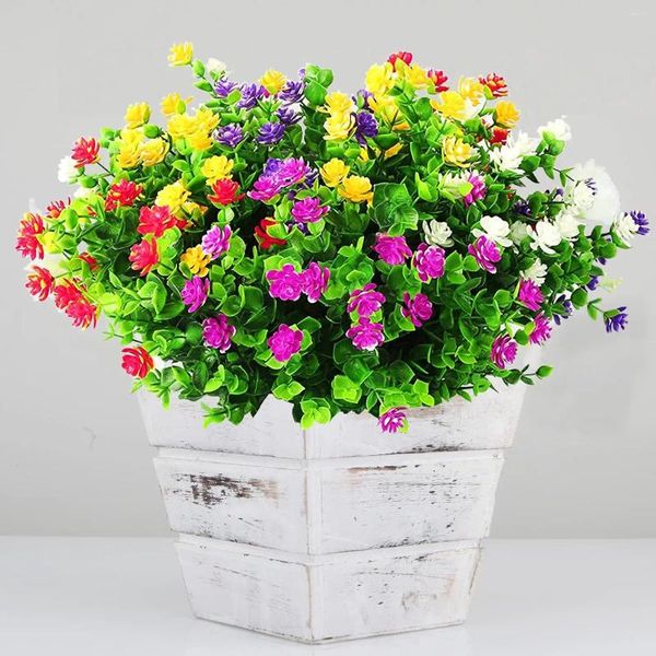 Paquets de fleurs décoratives, plantes artificielles d'extérieur, décoration en plastique résistant aux UV pour fausse décoration extérieure de maison