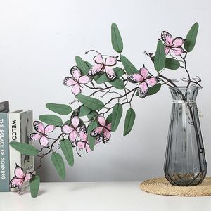 Fleurs décoratives papillon fleur vigne décor à la maison feuille d'eucalyptus artificielle paquet rotin pour Table de mariage décoration de jardin