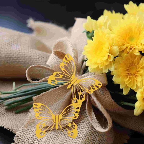 Autocollant papillon fleurs décoratives 3d, décorations murales, emballage cadeau, autocollants faciles à poser, pour emballage, ornement