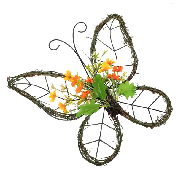 Fleurs décoratives Butterfly Couronne accessoire DIY Garland Vine Spring Decor Floral Rattan Forme Les cercles du festival de fleurs artificiels