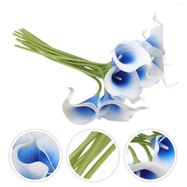 Fleurs décoratives Calla Lily Artificielle Fakeflower Lys De Mariage Tige Picasso Tiges Faux Bleu Bouquet Centres De Table Accessoires