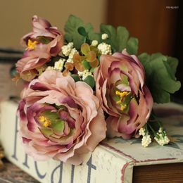Fleurs décoratives camélia soie fleur livraison gratuite haute qualité décoration de la maison Vintage rétro européen Style campagnard 2 couleurs affichage