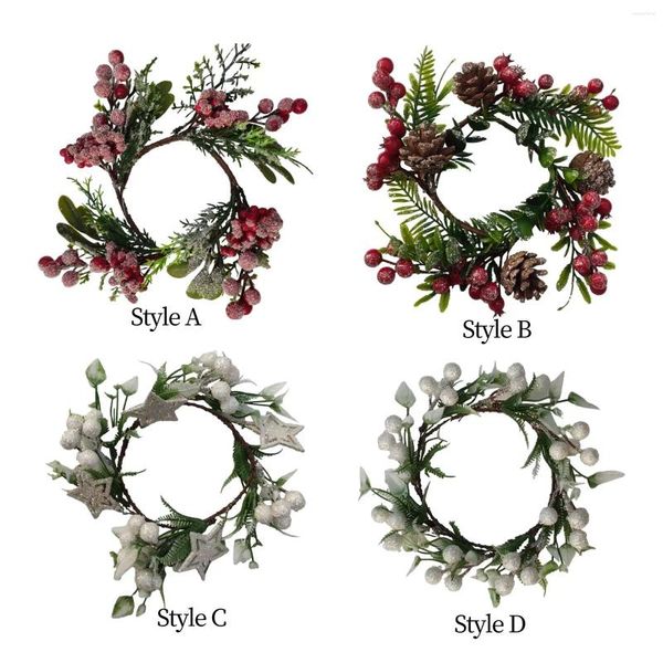 Flores decorativas, guirnalda de velas, anillo, corona de puerta navideña, decoración frontal para ventana de Navidad, decoración del hogar de boda