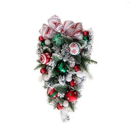 Decoratieve bloemen kaarsenringen 10 inch 2023 kerstkrans decoraties pvc ondersteboven boomsimulatie bloem hart valentijndeur