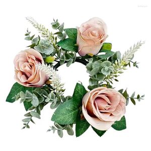 Decoratieve bloemen kaarsenringen kransen 8 inch rozenkrans pilaarhouder faux keukenkast voor lente boerderij