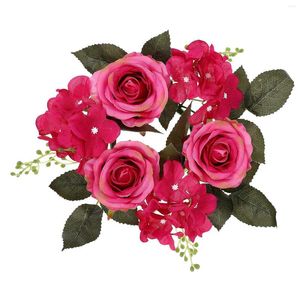 Anneau de couronne de bougie de fleurs décoratives pièce maîtresse de fleur de Rose fausse pour l'emballage de boîte-cadeau de fête anniversaire