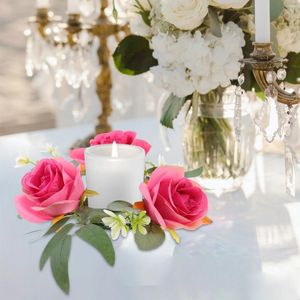 Guirlande de fleurs décoratives, chandelier, piliers, centre de Table de mariage, anneaux de fleurs, décorations de noël