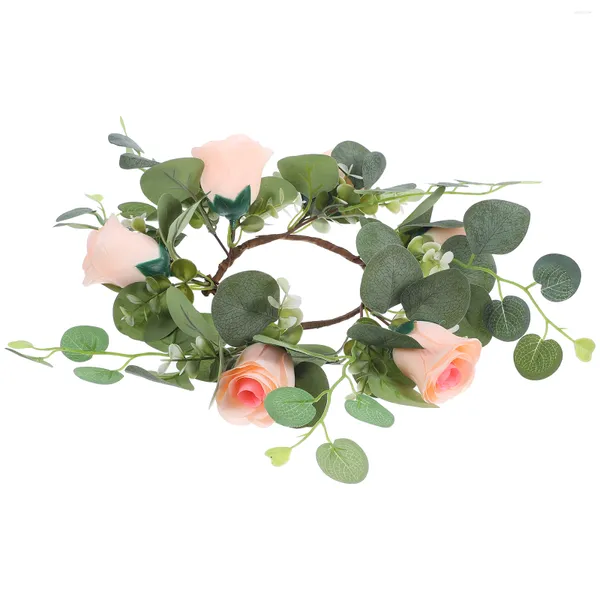 Guirlande de fleurs décoratives, chandelier, couronnes de Roses, anneaux de mariage coniques, ornement décoratif, cône vert