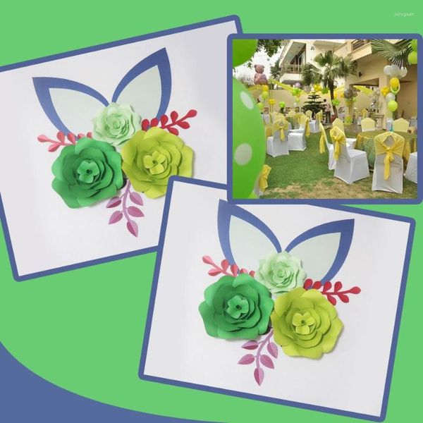 Décoratif Fleurs Papier Cartonné Vert DIY Papier Feuilles Oreilles Ensemble Pour Mariage Événement Décors Décorations Pépinière Mur Déco Vidéo Tutoriels