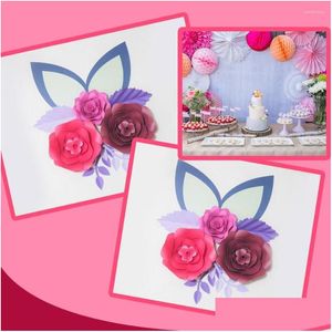 Decoratieve bloemen Cardstock Mix Diy papier bladeren oren Set voor baby shower verjaardag achtergronden decoraties kinderkamer muur deco Dhkrn