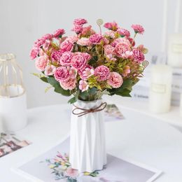 Fleurs décoratives Carnation Artificiel High Quality Bouquet Wedding Hortensea for Garden El Home Table Decor Decor Fake Plant