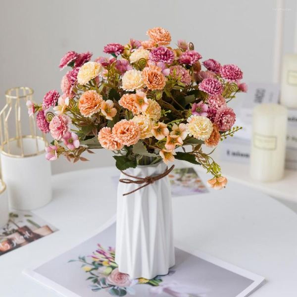 Bouquet de fleurs décoratives, œillets artificiels de haute qualité, hortensia de mariage pour jardin, décoration de Table de maison, fausses plantes