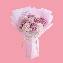 Decoratieve bloemen anjerzeep geconserveerd dag roze bloemboeket roos moeders woondecoratie witte rozen kunstmatig 100 stuks