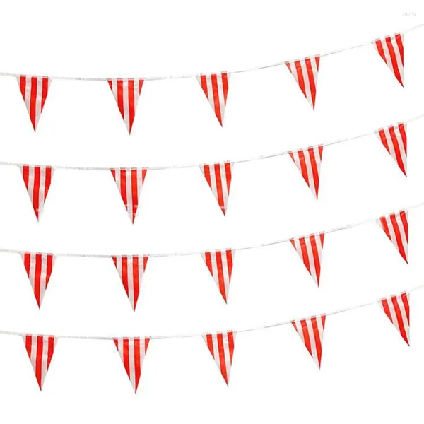 Fanions rayés pour fête à thème carnaval, fleurs décoratives, drapeaux d'interdiction, fournitures de banderoles triangulaires en corde, bannière blanche de 10/30M