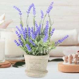 Decoratieve Bloemen Keramische Plantenpotten Indoor Kunstmatige Lavendel Potplanten Decoraties Paars Kantoor