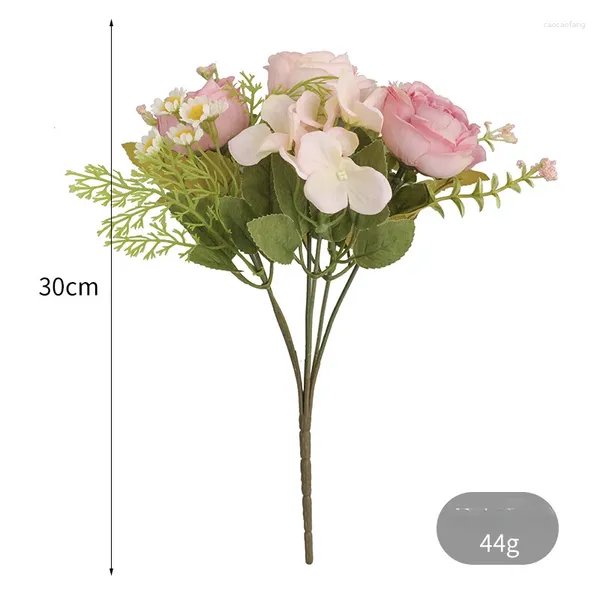 Fleurs décoratives Champagne pivoine artificielle Bouquet mariage fausse fleur Simulation pivoines plante verte El décoration florale