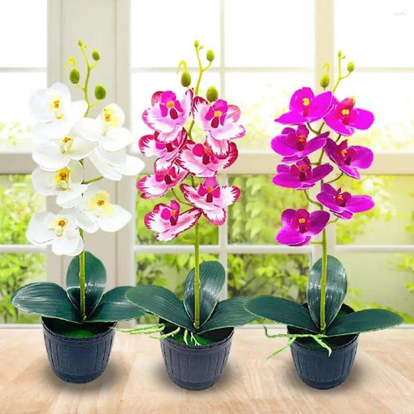 Flores decorativas, maceta Artificial realista colorida y encantadora, centros de mesa de plantas en maceta de imitación ecológicas que no se decoloran