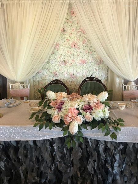 Fleurs décoratives charmant mur de fleurs de Rose en soie pour la décoration de la maison de fond de mariage accrocher sur le tapis de fleurs florales de décor