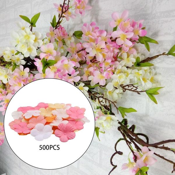 Flores decorativas Pétalos de flor de cerezo Peach 500 PCS Mini Pétalo de seda para decoraciones de pared de fiesta de marcadores Carnaval