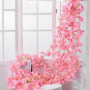 Fleurs décoratives fleur de cerisier vigne Sakura artificielle pour fête mariage plafond décor tenture murale rotin Fleur peut être allongée