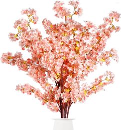Decoratieve bloemen Kersenbloem Takken Pruimenbloesem Kunstmatige 39 Inch Boomstengels (3 stuks roze)