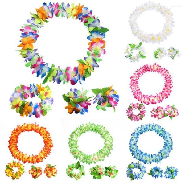 Fleurs décoratives Chic Eco-Friendly 80Pcs Fleur Collier Hawaïen Léger Bandeau Bracelets Lei