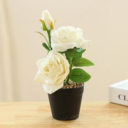 Fleurs décoratives Chic Faux bonsaï Résistant aux intempéries Artificielle Longue durée Élégant Centre de table Faux Rose Ornemental
