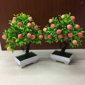 Decoratieve bloemen chique simulatie bonsai opvallende nep perzik fruitboom delicaat plastic kunstmatige kunstmatige voor balkon