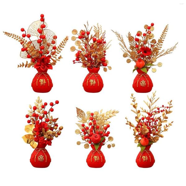 Fleurs décoratives Statues d'animaux chinois Figurines miniatures en résine Sculpture décorative
