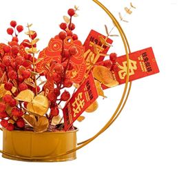 Flores decorativas Cesta de flores china Adorno Festival de primavera Po Props Año para la decoración de la sala de estar del hogar
