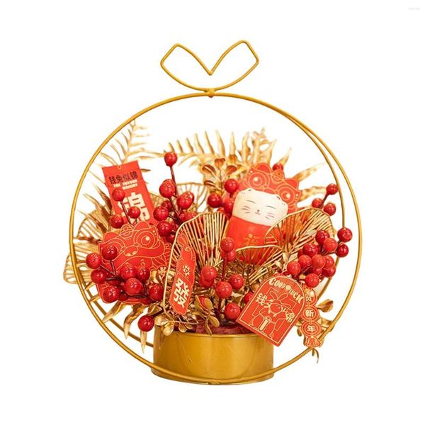 Flores decorativas, cesta de hierro de flores chinas, centro de mesa para cena, accesorios Pos para comedor, mesas, mostradores, chimenea