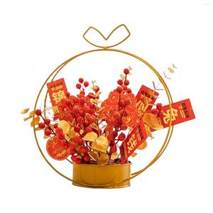 Fleurs décoratives Style chinois fleur artificielle panier ornement printemps Festival Po accessoires année pour la maison vacances automne fête décoration