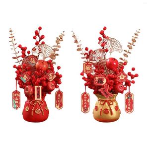 Decoratieve bloemen Chinese stijl Purse Vaas Decoreer Desktop Money Bag Artificial Poted Flower voor El