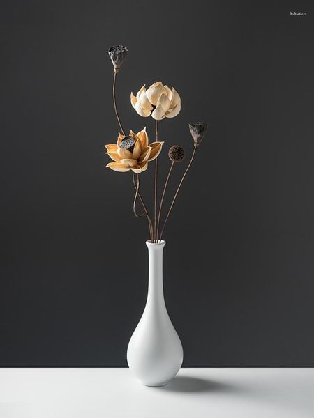 Fleurs décoratives Style chinois rétro vent fleur séchée à la main feuille de Lotus arrangement ménager ornements de salon