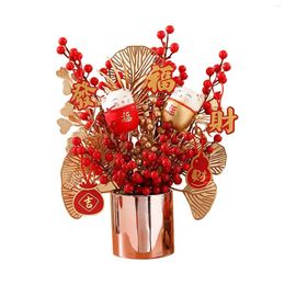 Fleurs décoratives décoration de l'année chinoise ornements de caractère chanceux suspension des pendentifs pour