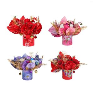 Fleurs décoratives Année chinoise Décoration Festival de printemps Bouquet artificiel Charms Feng Shui Fleur Bénédiction Seau pour la décoration intérieure