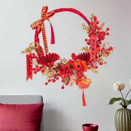 Couronne de fleurs décoratives de l'année chinoise, pendentif de porte d'entrée suspendu en hiver pour jardin, Festival de printemps, ferme, porche, célébration