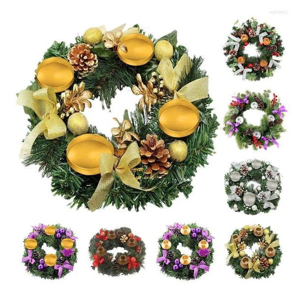 Fleurs décoratives Avent de Noël Couronne de bougies DÉCORABLE DURABILE GARLAND GARLAND RING COLDLE HOLD CONE CONE POUR DÉCOR