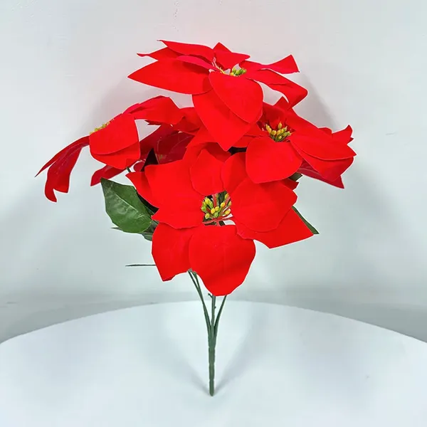 Flores Decorativas Navidad Arbustos Rojos Artificiales Ramo Floral Con Orquídea Falsa Moda Rápida