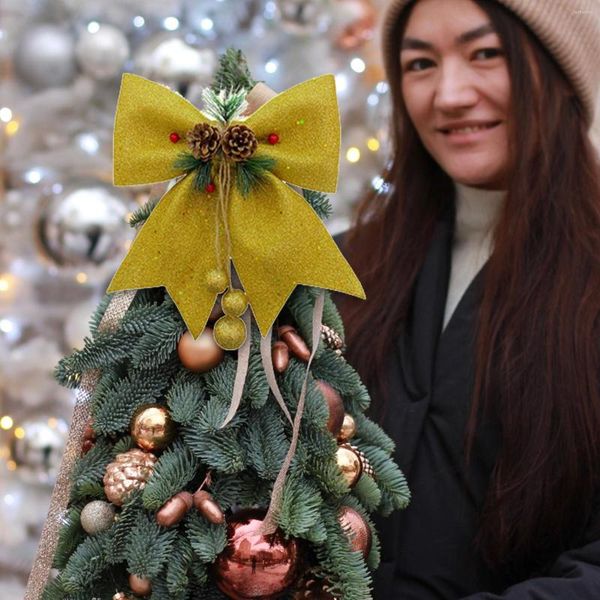 Flores decorativas Bola de Navidad Decoraciones Colgante Pajarita Copo de nieve Árbol Decoración Suministros 4 piezas Bolas grandes